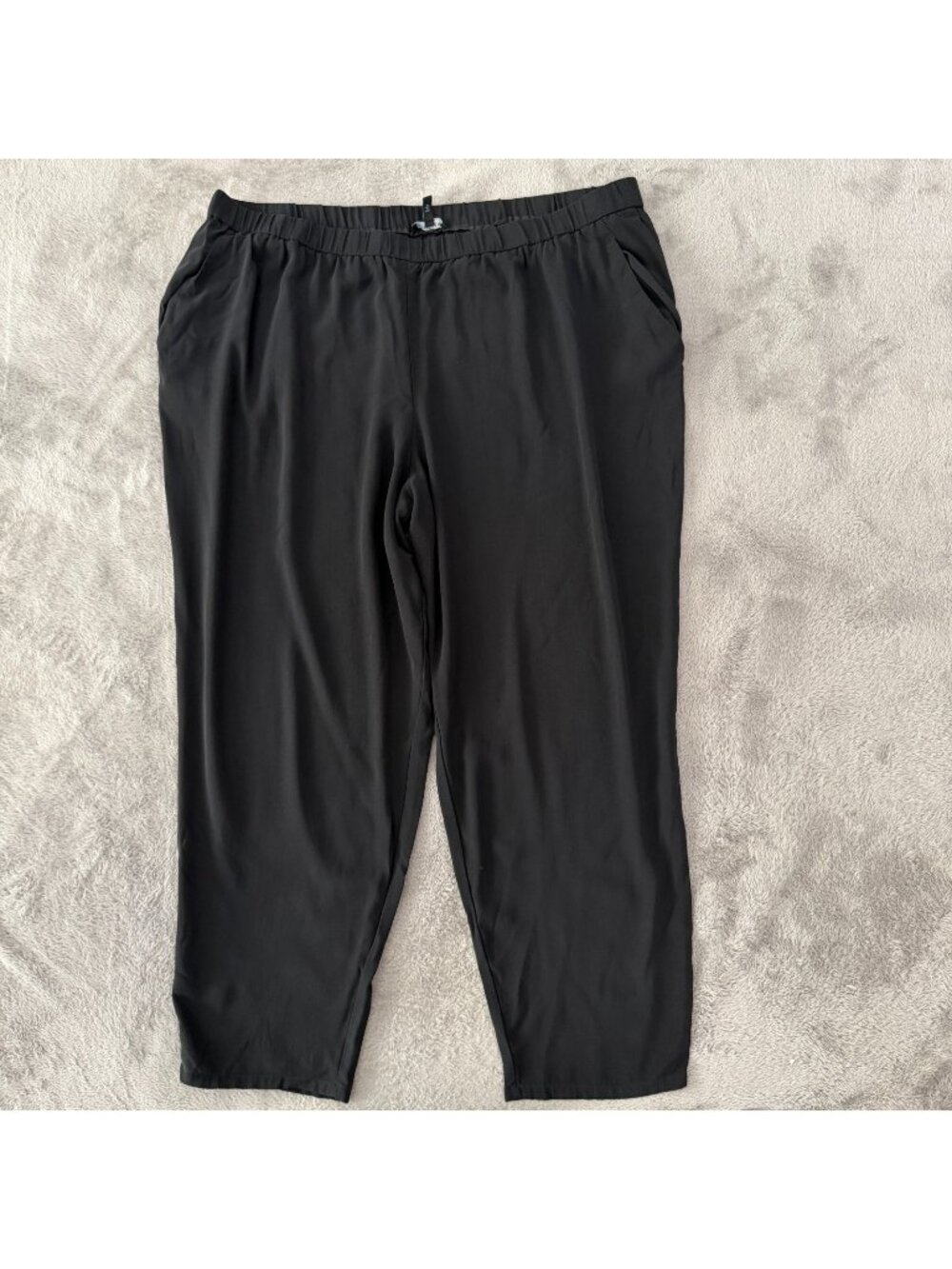 Eileen Fisher 100% Silk Black Pull On Pants Womens size 2X 2XL